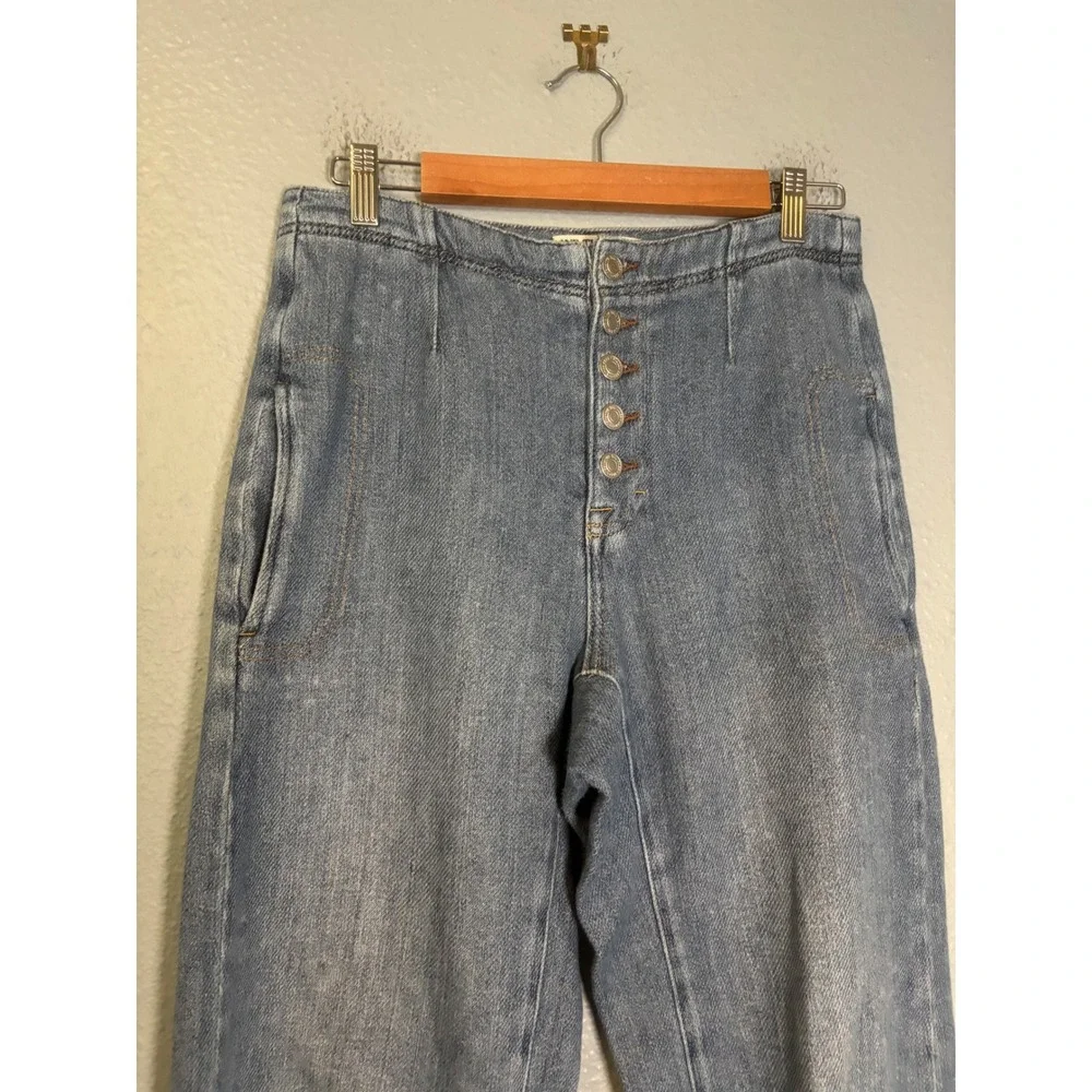 We The Free Osaka Mid Rise Barrel Jeans Light Wash Button Fly Size 26